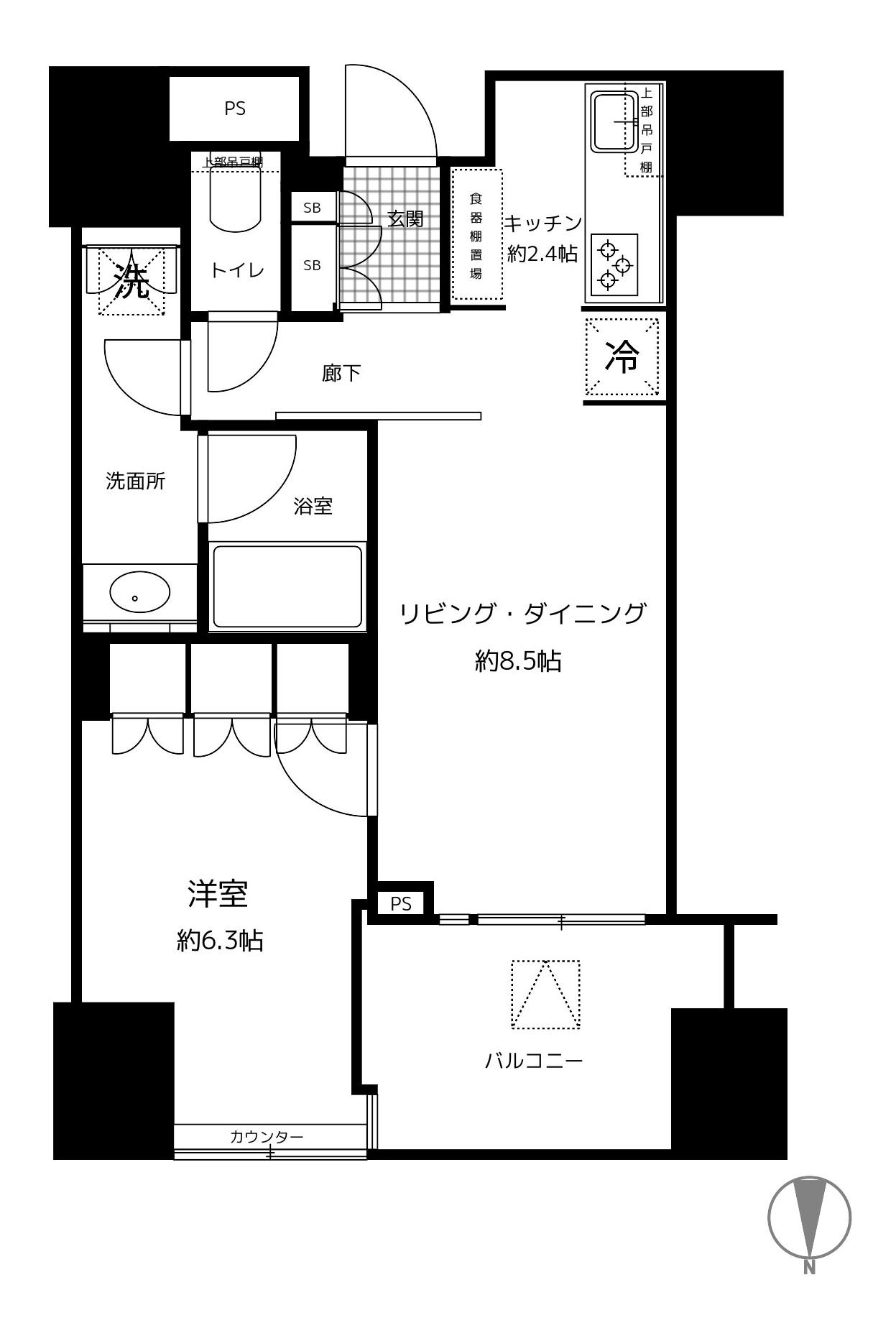 パークタワー錦糸町(1LDK/14階)の間取り写真