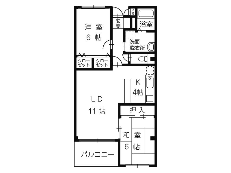 プレジール沢村(2LDK/1階)の間取り写真