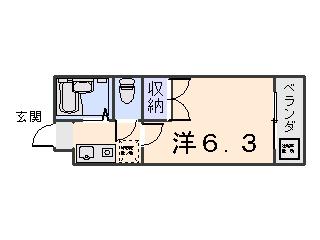 ヴィラ樅の木(1K/2階)の間取り写真