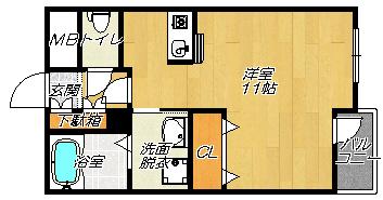 ゴールドクレスト(ワンルーム/2階)の間取り写真