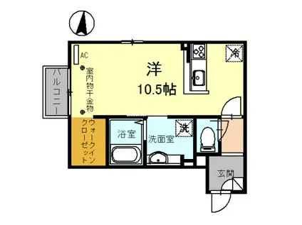 セジュール・モンブラン(ワンルーム/1階)の間取り写真