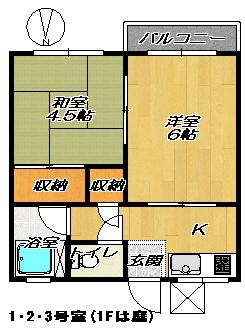 ヒノパナハイツ(2K/2階)の間取り写真