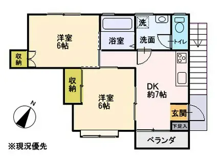 マリン・コア(2DK/2階)の間取り写真