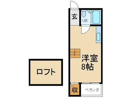 山本ハイツ(ワンルーム/2階)の間取り写真