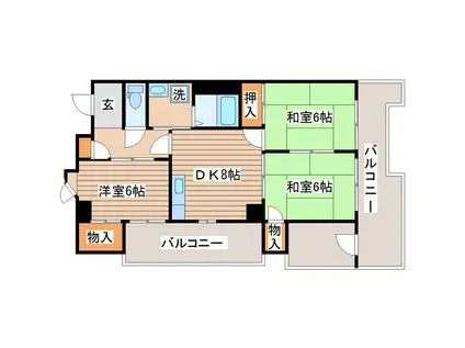 渡幸ベルメゾン富沢(3DK/8階)の間取り写真
