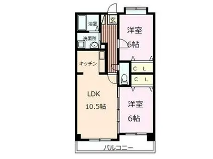 ジェラール大津(2LDK/5階)の間取り写真