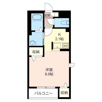 メゾンゆりのき(1K/2階)の間取り写真