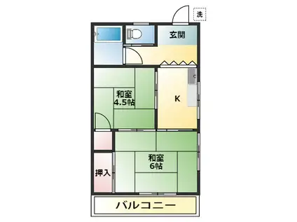 新和荘(2K/2階)の間取り写真