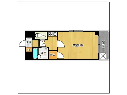 マンションキャッスル(1K/2階)の間取り写真