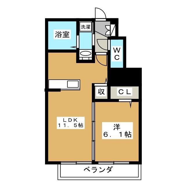 プライム・パルス(1LDK/1階)の間取り写真