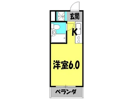田町第二マンションA棟(ワンルーム/2階)の間取り写真