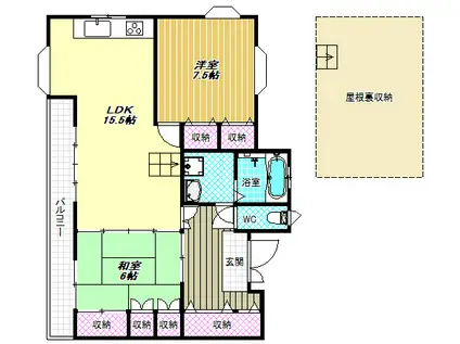 御船ハイツ(2LDK/3階)の間取り写真