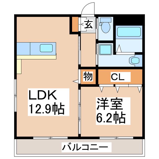 グリーンリーブス(1LDK/4階)の間取り写真