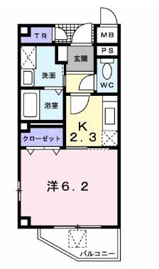 パルスター(1K/2階)の間取り写真