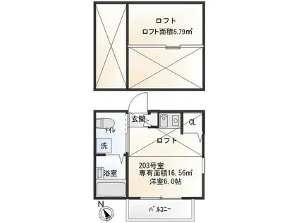 東急田園都市線 藤が丘駅(神奈川) 徒歩17分 2階建 築10年(ワンルーム/2階)の間取り写真