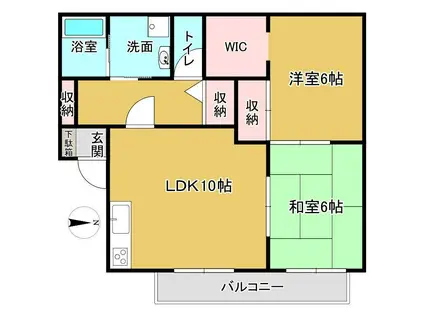 第三芳泉パールハイツ(2LDK/1階)の間取り写真