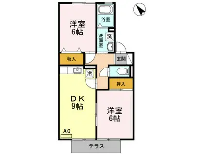 セジュール西岡崎(2DK/2階)の間取り写真