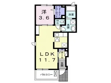 カーサピアッツァI(1LDK/1階)の間取り写真