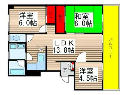 MIIビルディング(3LDK/6階)の間取り写真