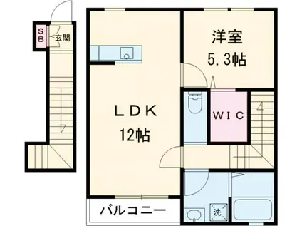 メゾンドフルール(1LDK/2階)の間取り写真