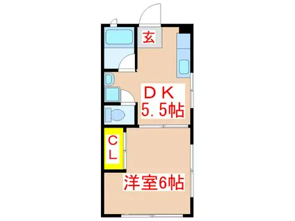 コーポ南新(1DK/2階)の間取り写真