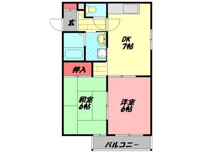 三晃アスク大久保マンション(2DK/2階)の間取り写真
