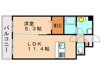 ネクステージ三萩野(1LDK/9階)の間取り写真