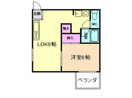 カームネスコートI(1LDK/1階)の間取り写真