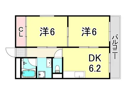 メゾン大徳(2DK/2階)の間取り写真