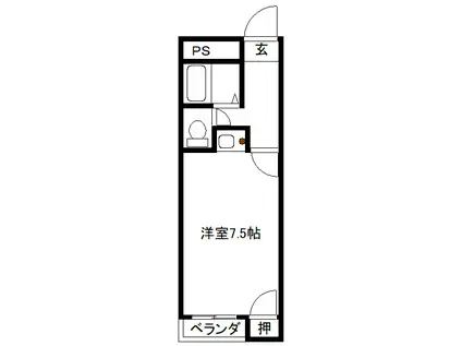 パレーシャル(ワンルーム/2階)の間取り写真