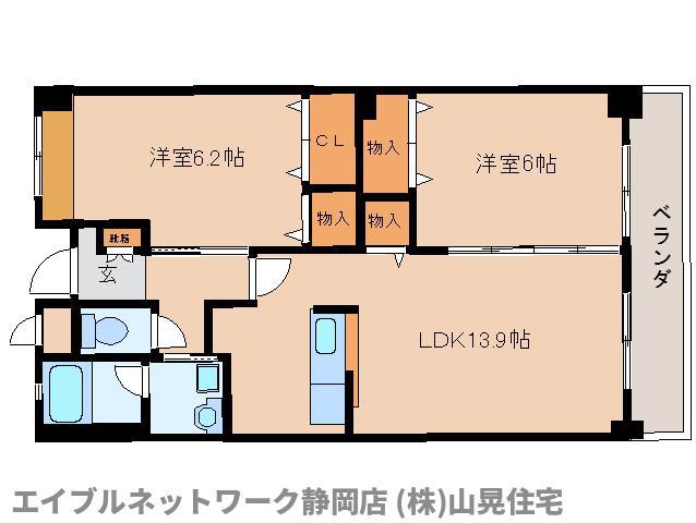 ウイングバード(2LDK/4階)の間取り写真