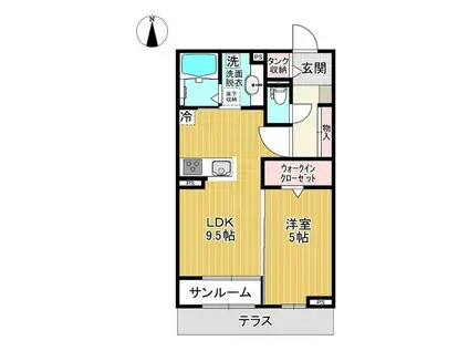 ミライエ・ルッソ(1LDK/1階)の間取り写真