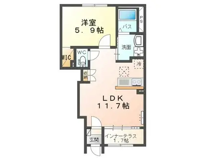 エーレンハイムD(1LDK/1階)の間取り写真