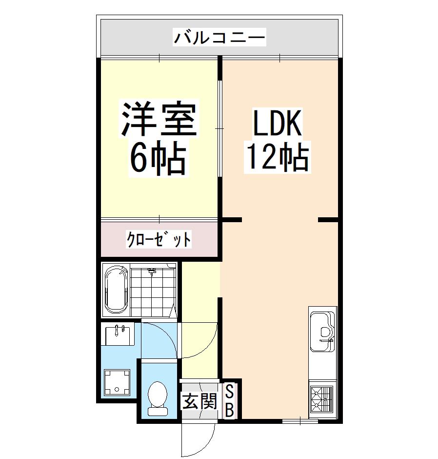 ベルメゾン(1LDK/2階)の間取り写真