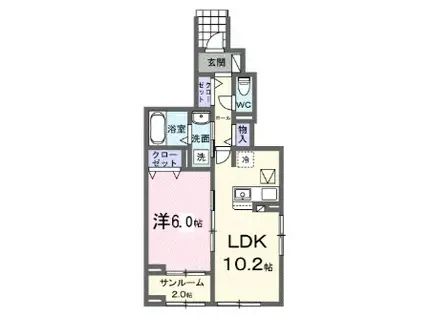 アプリコット(1LDK/1階)の間取り写真