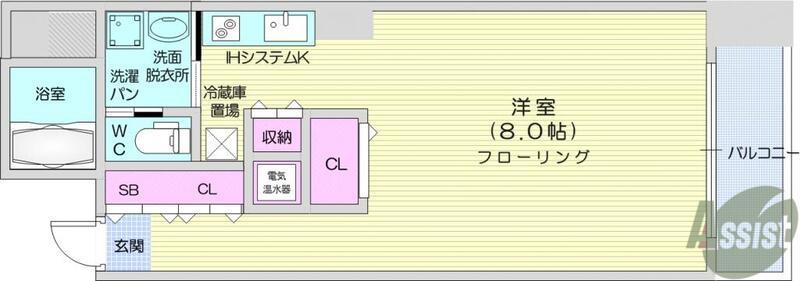 フラワーシティINブラボン(ワンルーム/3階)の間取り写真