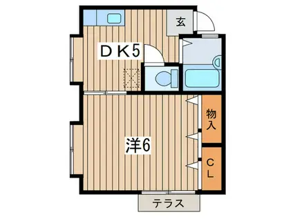 ファミーハイツ絹III(1DK/1階)の間取り写真