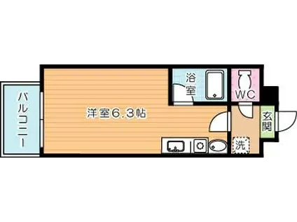 ベルガ中津口(ワンルーム/2階)の間取り写真