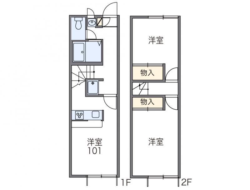 レオパレスパークサイド・M(2DK/1階)の間取り写真