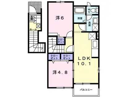 アルビラージュ(2LDK/2階)の間取り写真