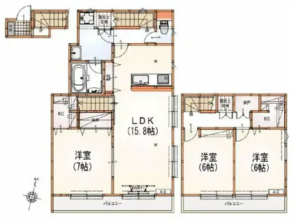 ステージクォリアップ経堂(3LDK/1階)の間取り写真