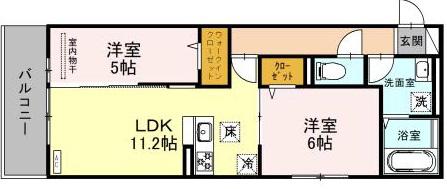 ル・リアン神戸(2LDK/1階)の間取り写真
