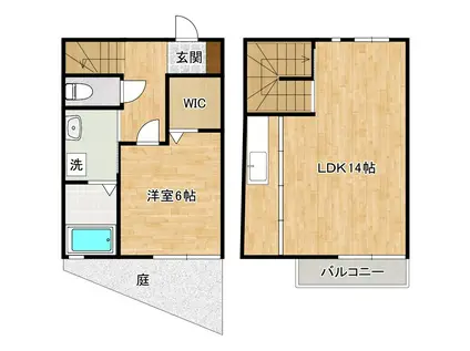 グランモア片野新町(1LDK/1階)の間取り写真