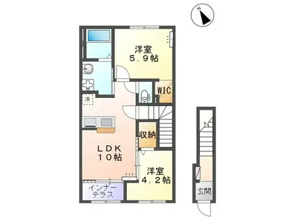 カーサ・フェリーチェS(2LDK/2階)の間取り写真