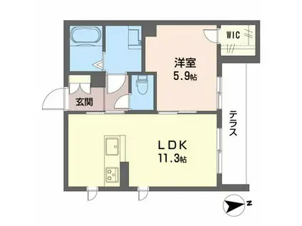 BEREO HIKO-U太田(1LDK/1階)の間取り写真