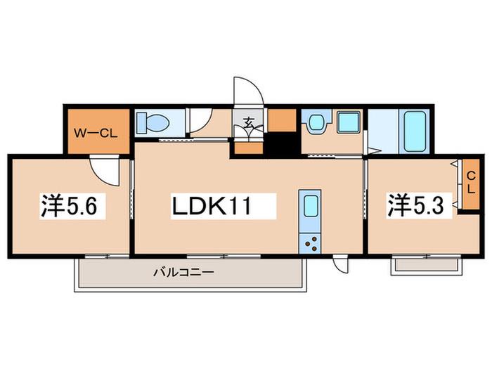 マロニエ B(2LDK/1階)の間取り写真