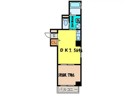 MフラットIII(1DK/5階)の間取り写真