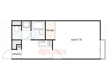 レオパレスリンネル(1K/1階)の間取り写真