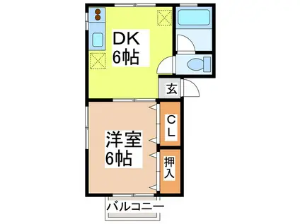 フローラルハイツ高下西(1DK/1階)の間取り写真