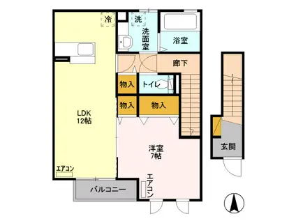 D-ROOM ソルトーレ エルマーナ202(1LDK/2階)の間取り写真